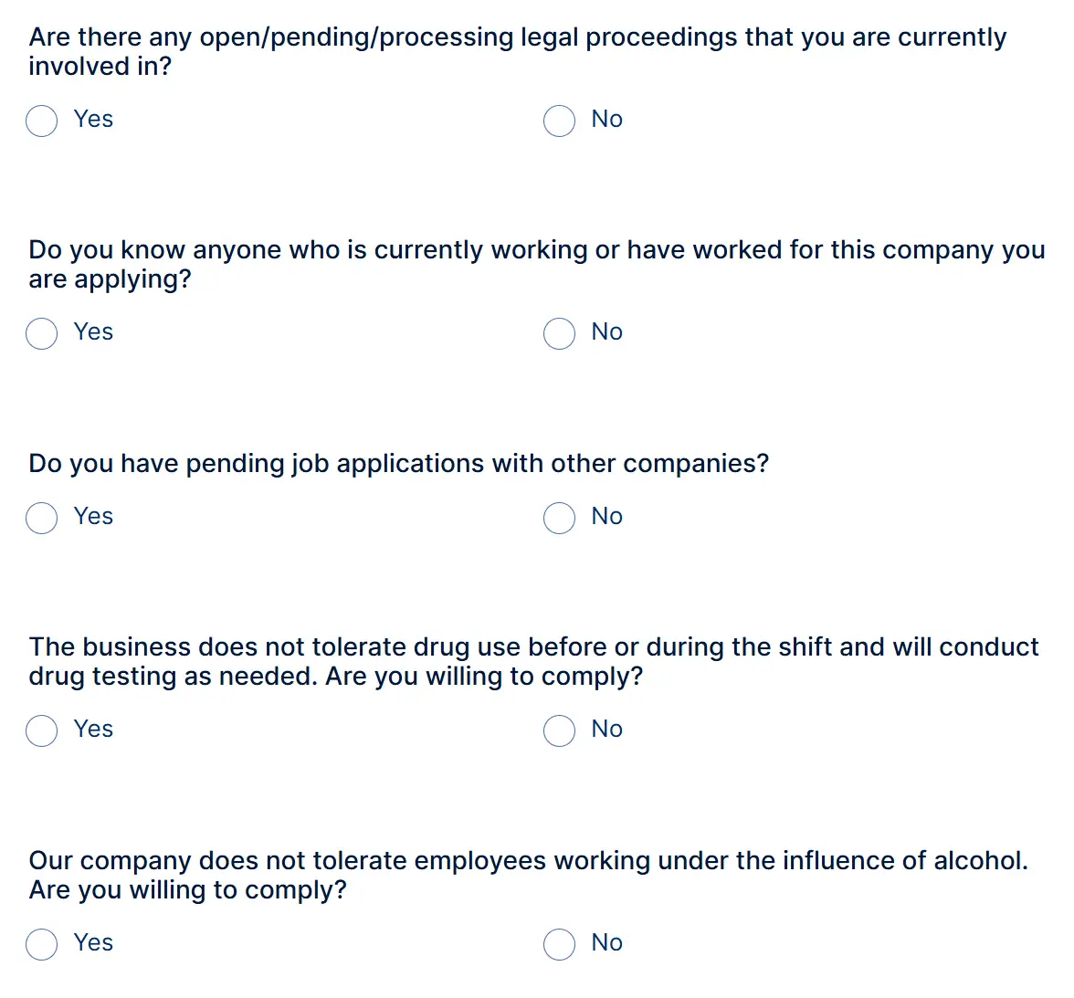 Screening Questionnaire