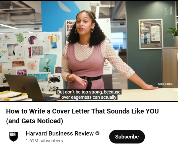 Youtube Cover Letter Tutorial Screenshot