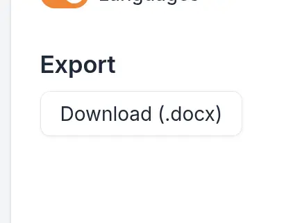 Screenshot of resume export download button